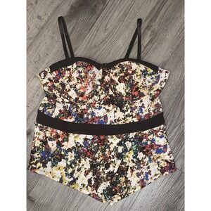 Material Girl Y2K Vibes Spaghetti Strap Bustier Too Blouse Abstract Size‎ XL
